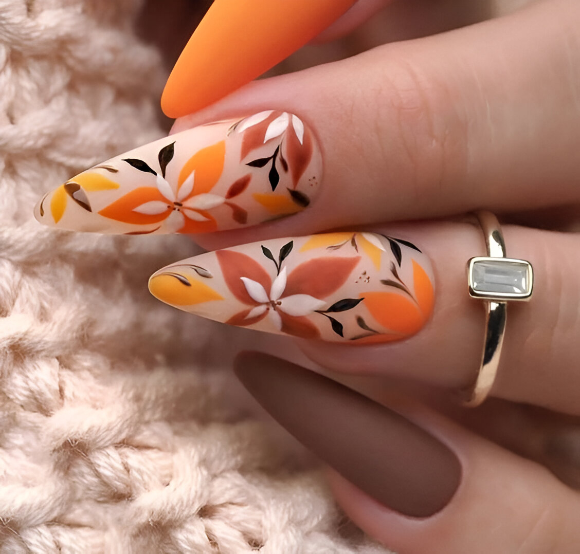 Autumn Leaves Orange Nail Designs