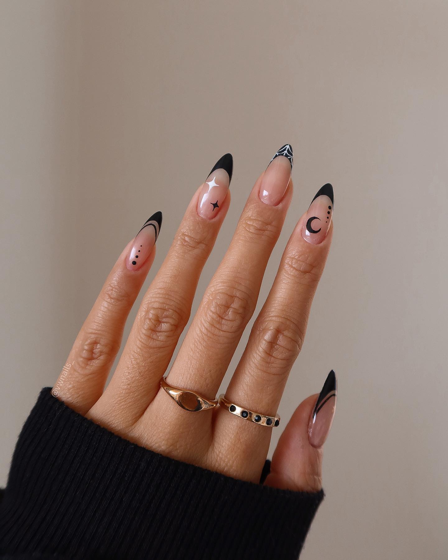 Black French Tip Halloween Nails