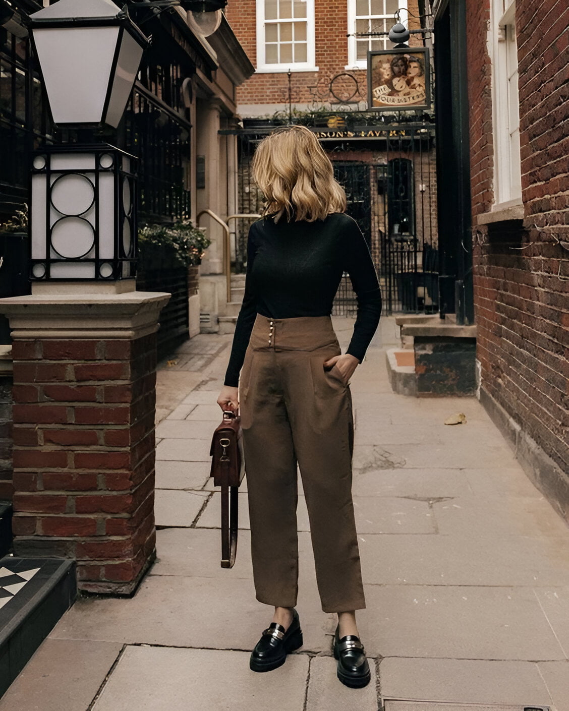 Black Top And Brown Trousers