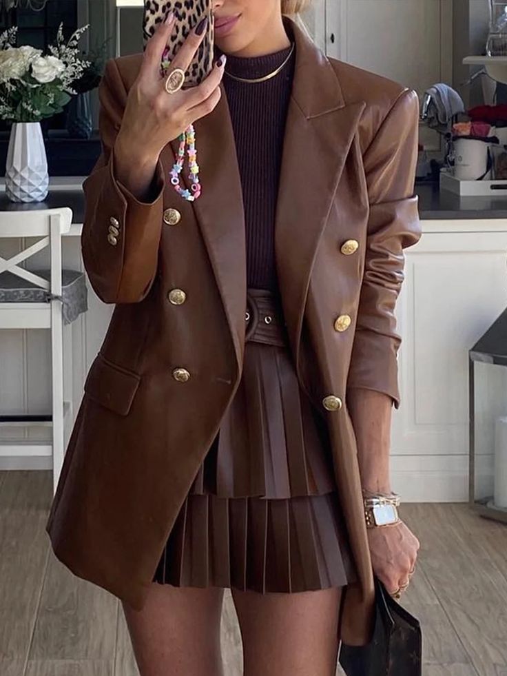 Brown Leather Fall Outfits