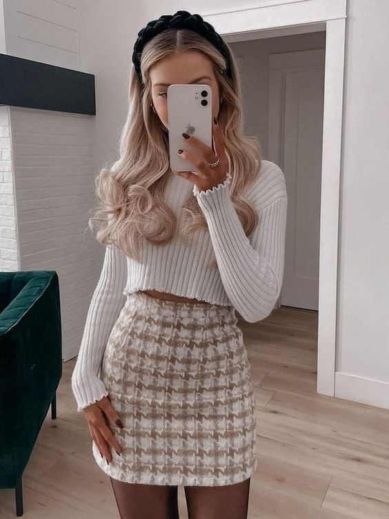 Cute Crop Top And Mini Skirt