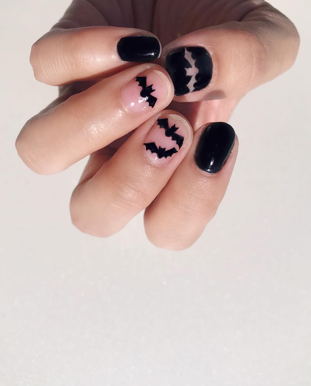 Cute Halloween Nails With Bat Designs