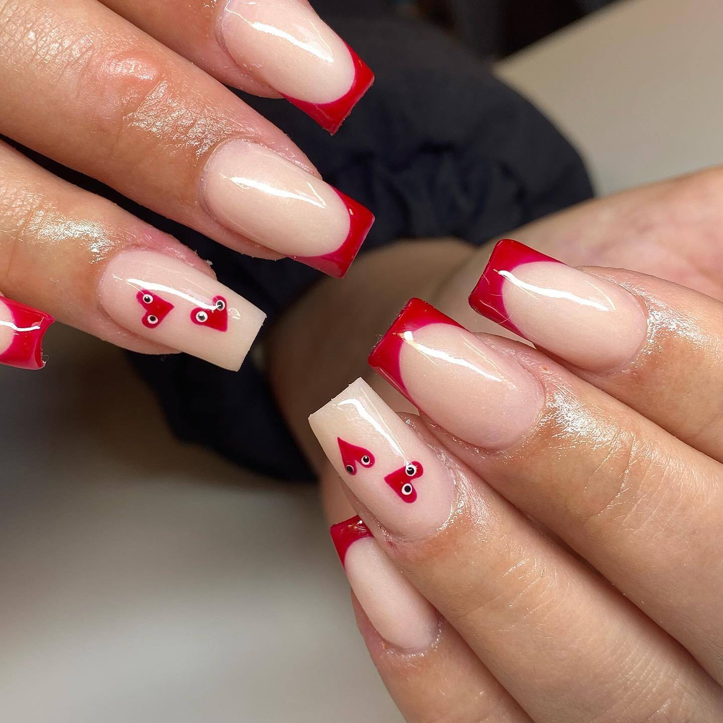 Cute Red Heart Nails