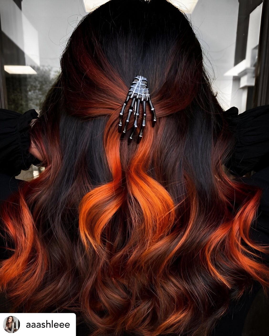 Dark Brunette With Orange Highlights