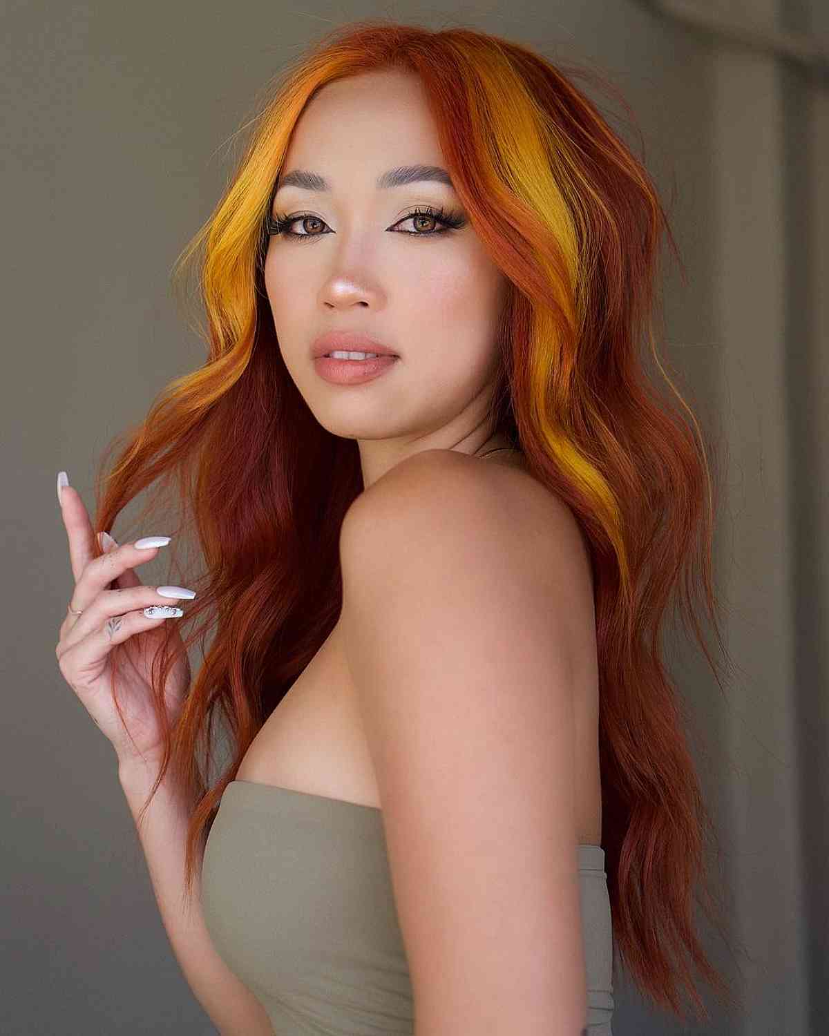 Dark Orange Hair With Blonde Highlights