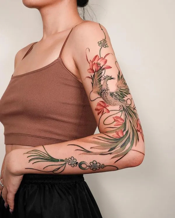 Fierce Phoenix Sleeve Tattoo