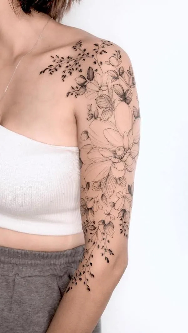Flower Sleeve Tattoo For Women