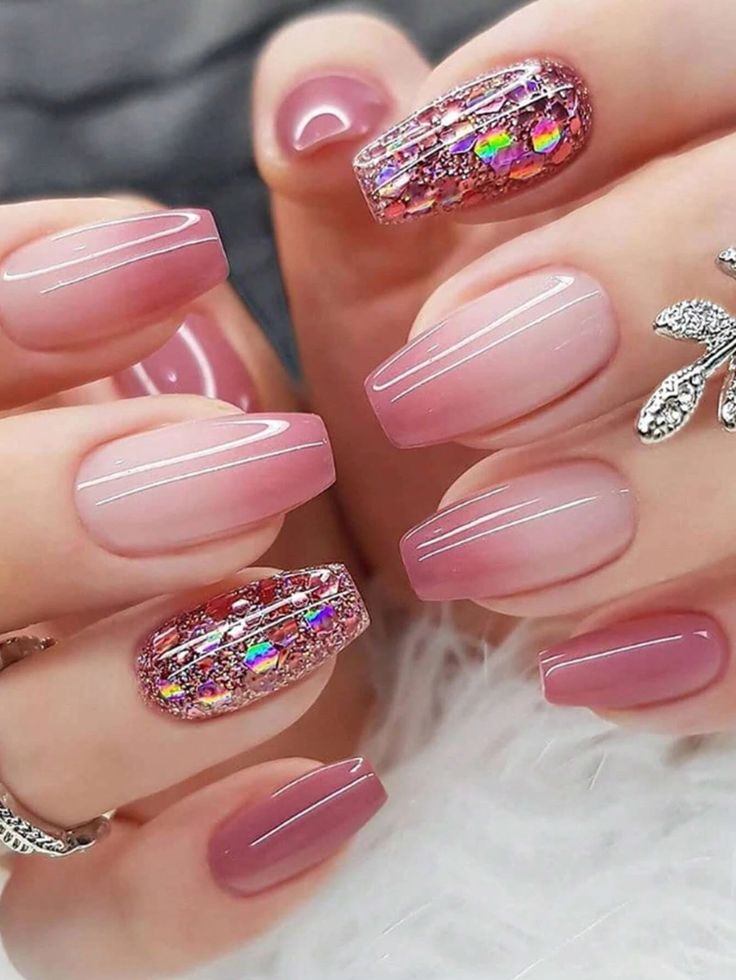 Glamorous Pink Ombre French Tips