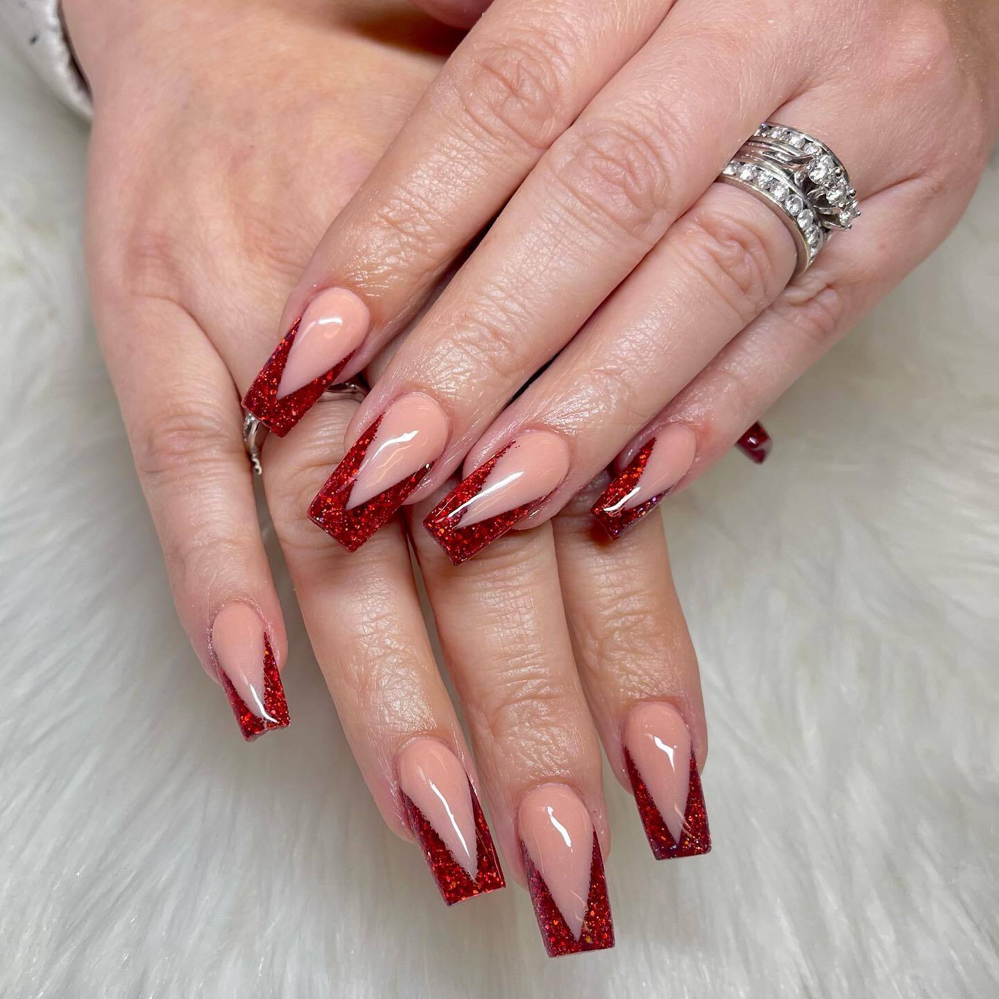 Glamorous Red Glitter Tips