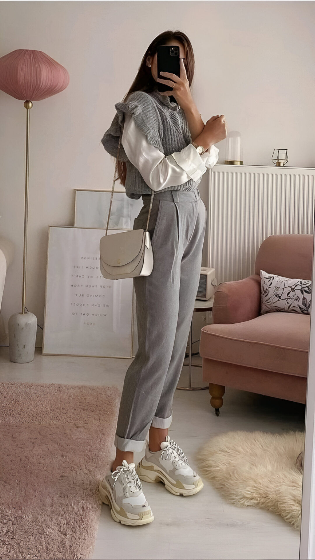 Grey Sweater Top And Trousers