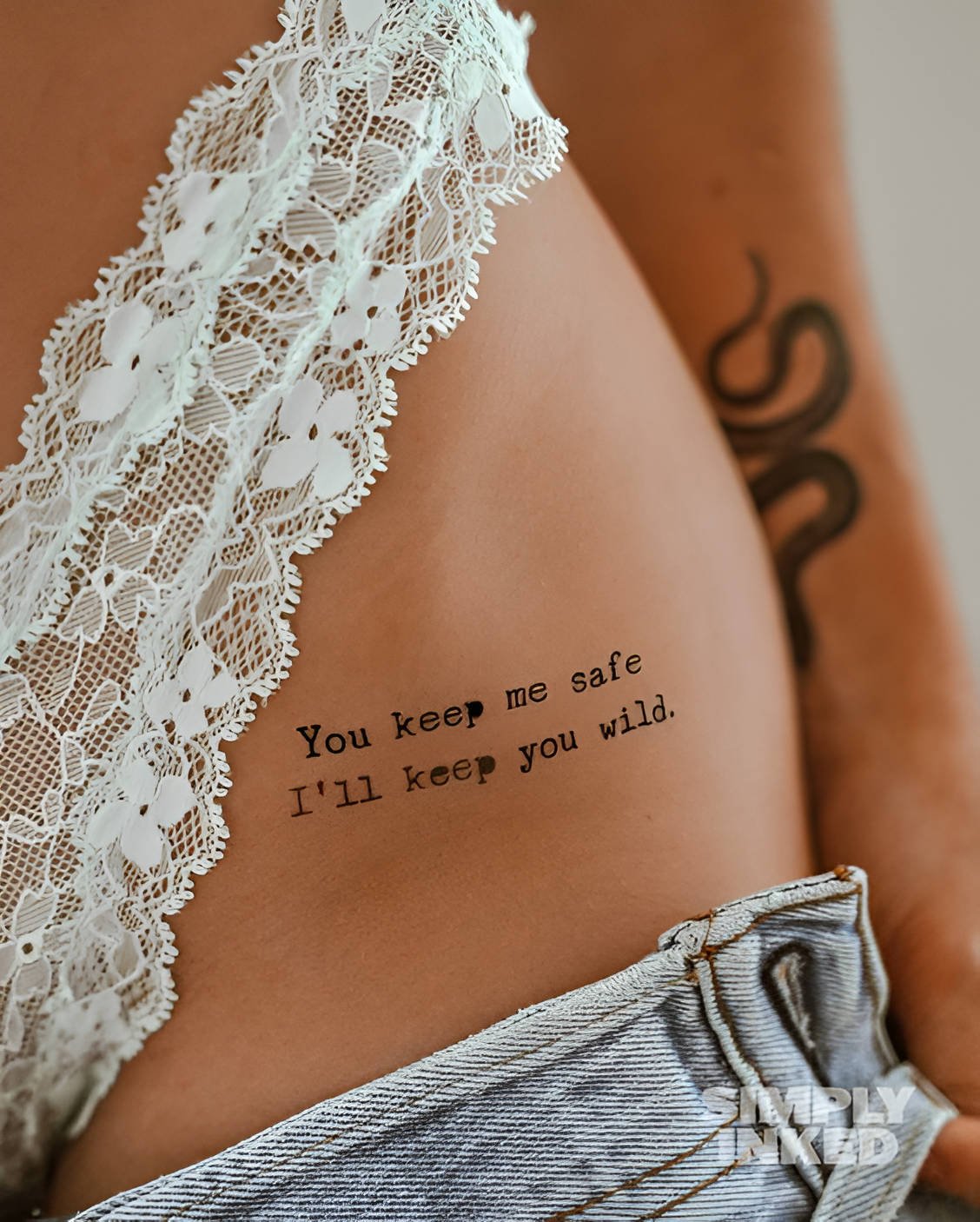 Hip Tattoo With Wild Quote