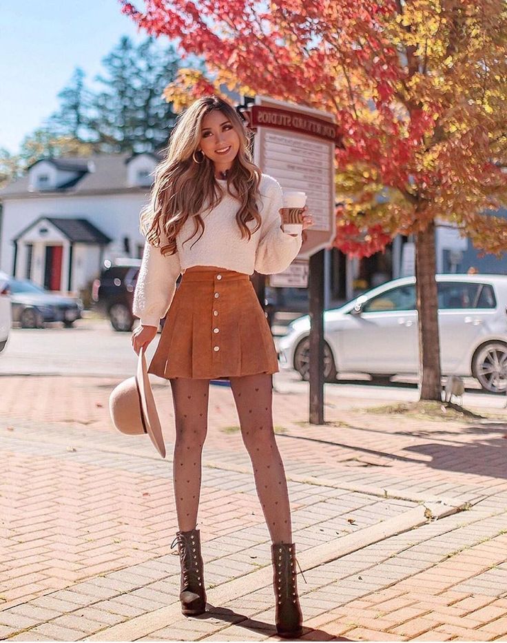 Knitted Top And Brown Skirt