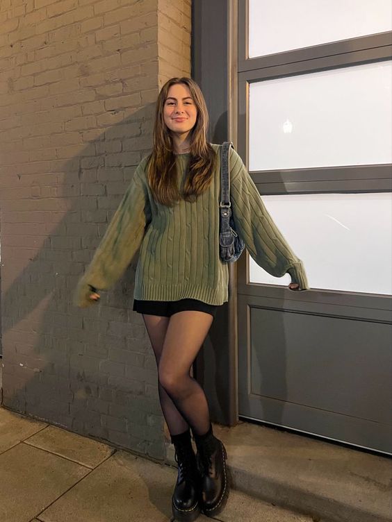 Long Sweater And Mini Skirt