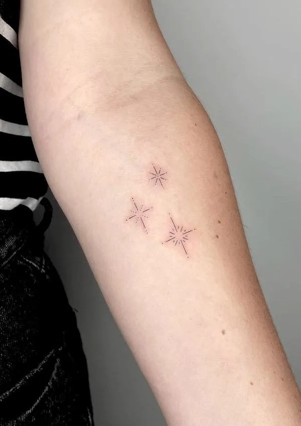 Mini Star Tattoo Idea For Girls