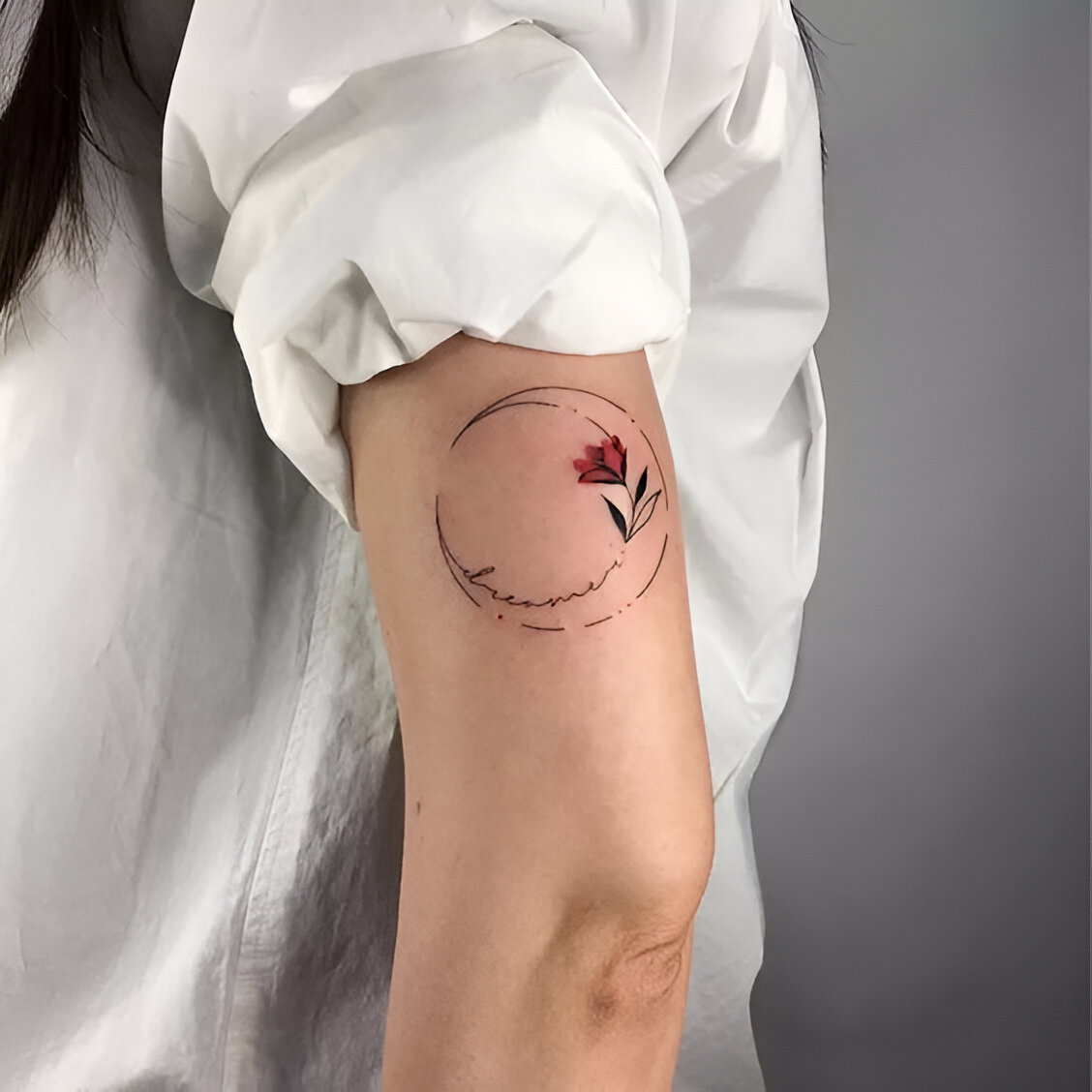 Moon And Flower Watercolor Tattoo