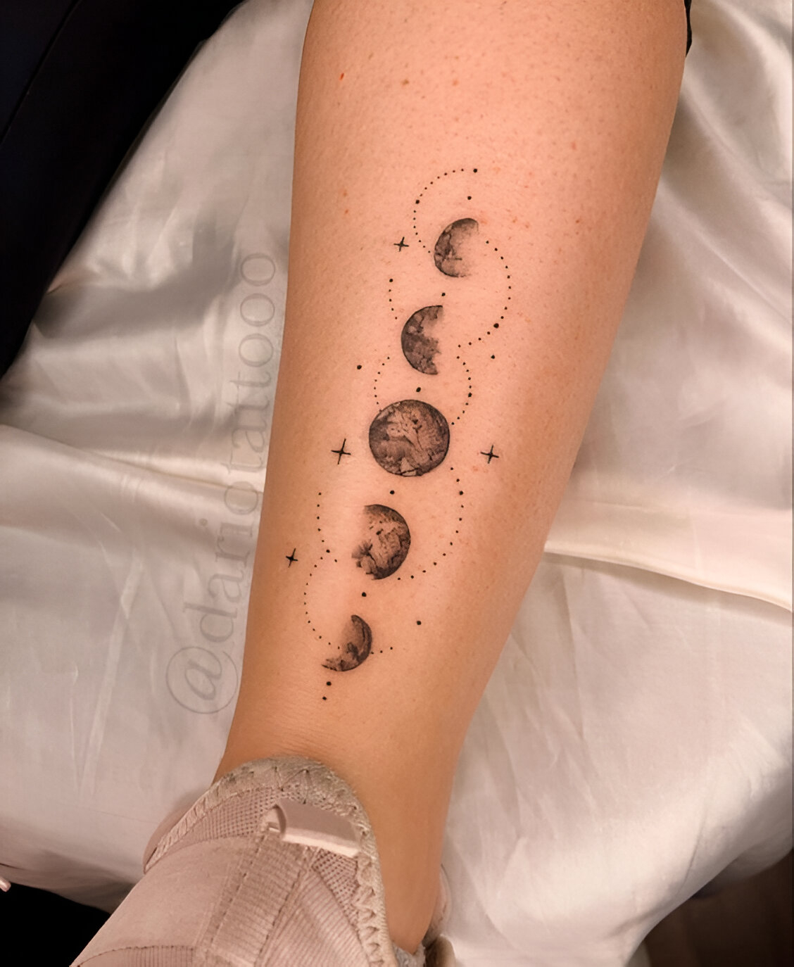 Moon Phase Leg Tattoo