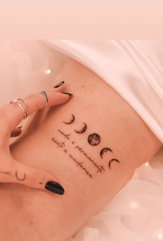 Moon Phases Tattoo With Quote