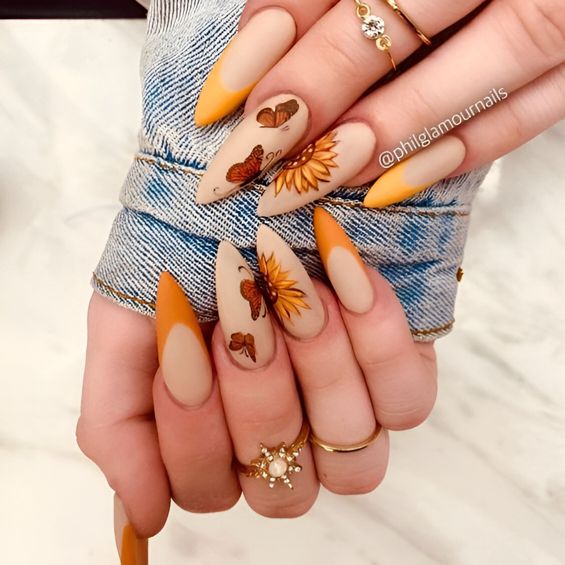 Nail Design With Butterflies And Flowers