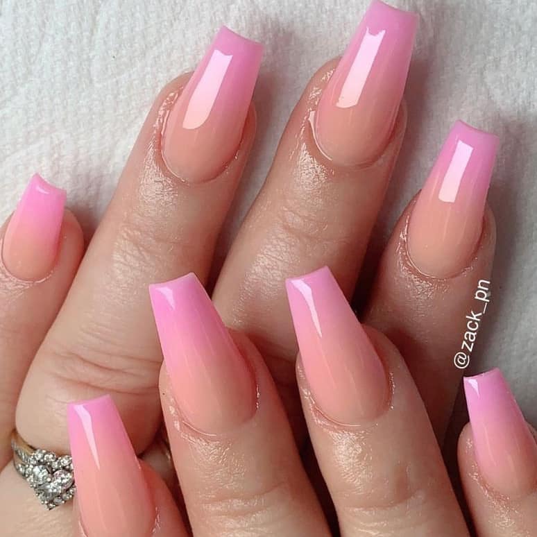 Nude Pink Ombre Acrylic Nails