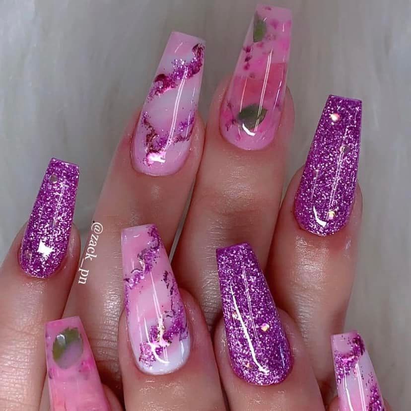 Pink And Purple Combo Manicure
