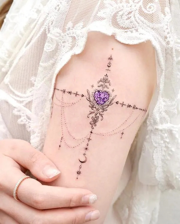 Purple Crystal Arm Tattoo