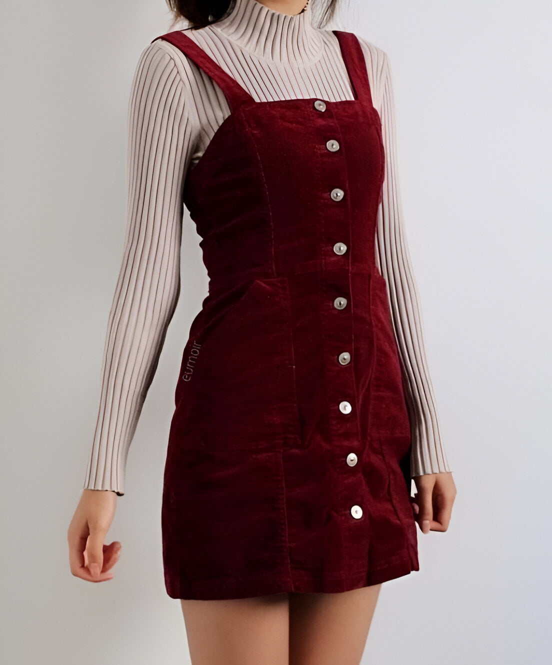 Red Overall Dress And Sweater