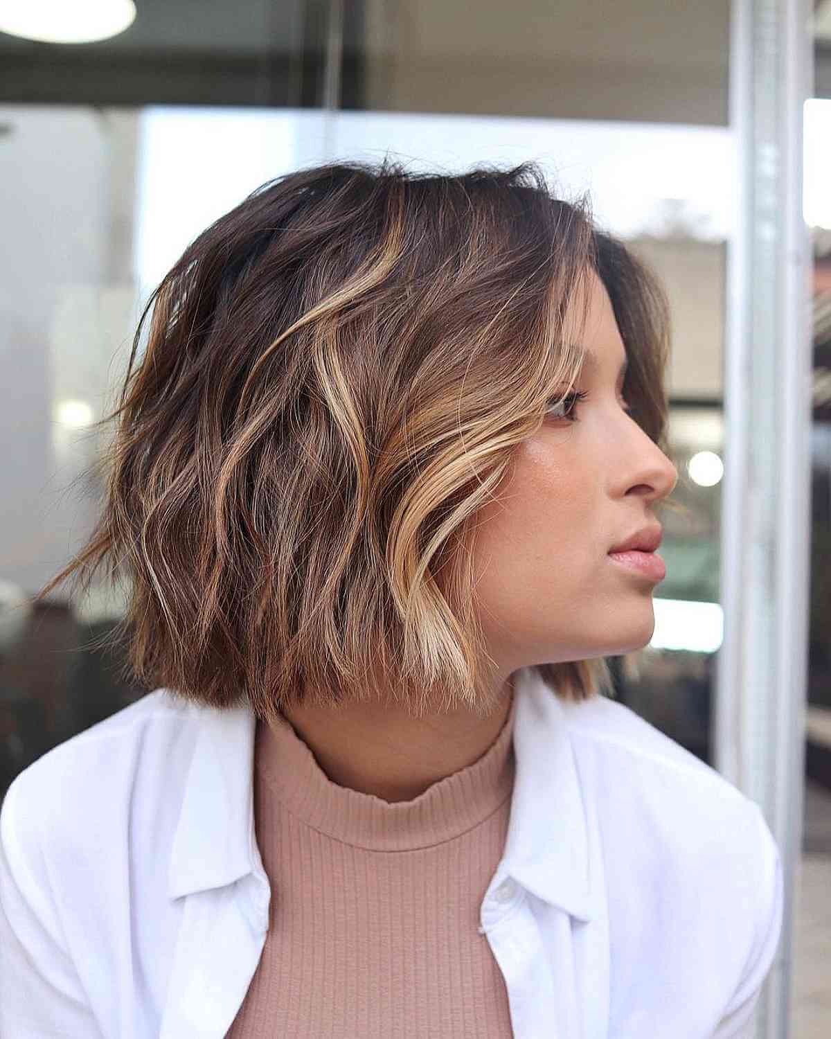 Short Bob With Blonde Highlights