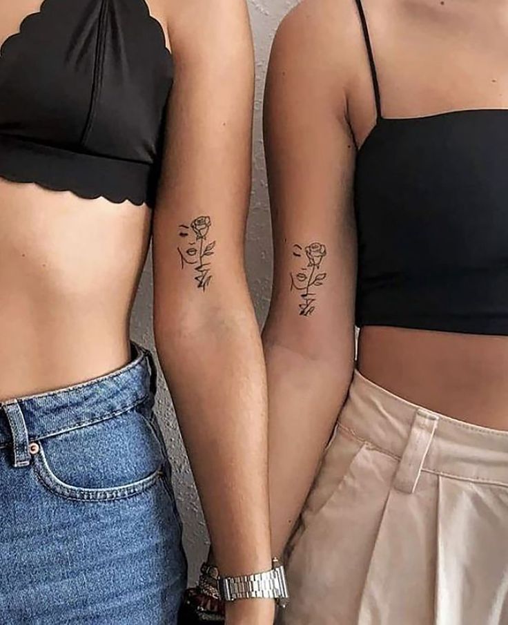 Small Tattoo Ideas For Women With Single-Line Matching Design