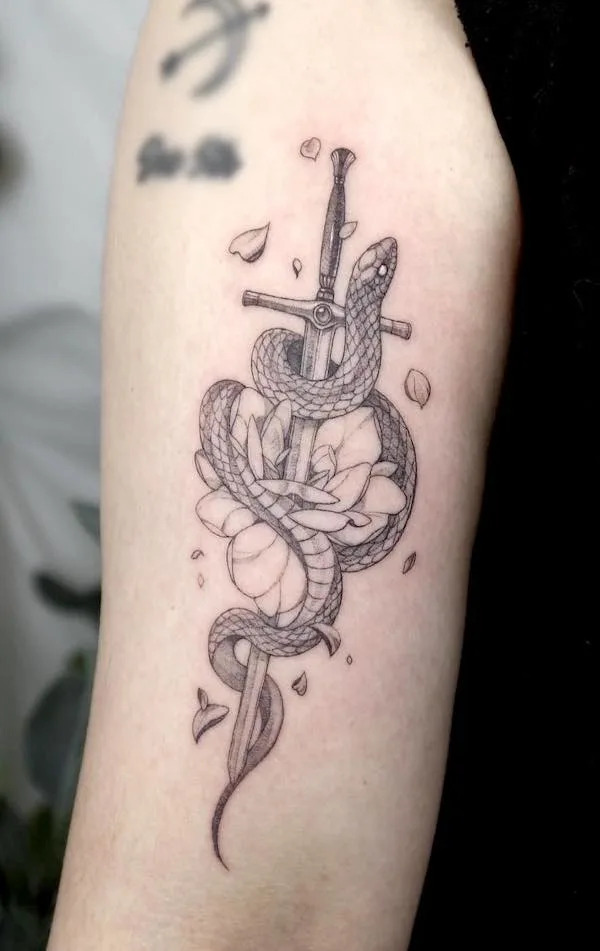 Snake And Sword Arm Tattoo