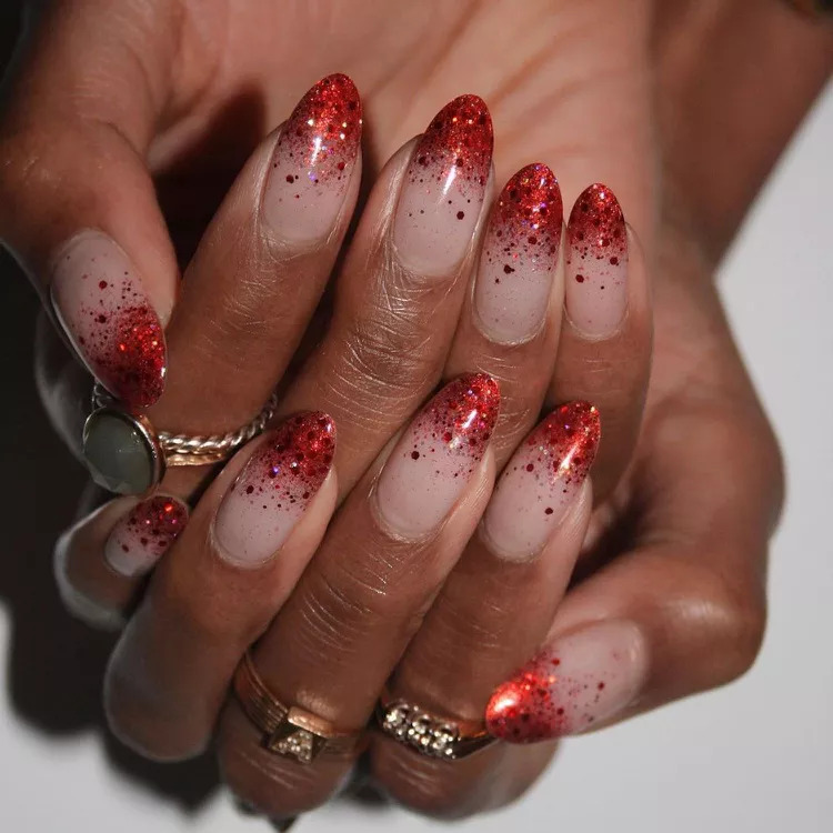 Sparkly Red Glitter Tips