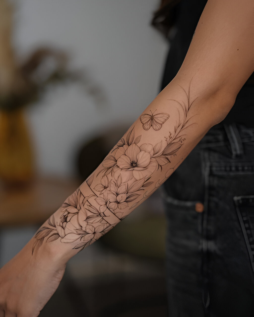 Stunning Floral Forearm Tattoo