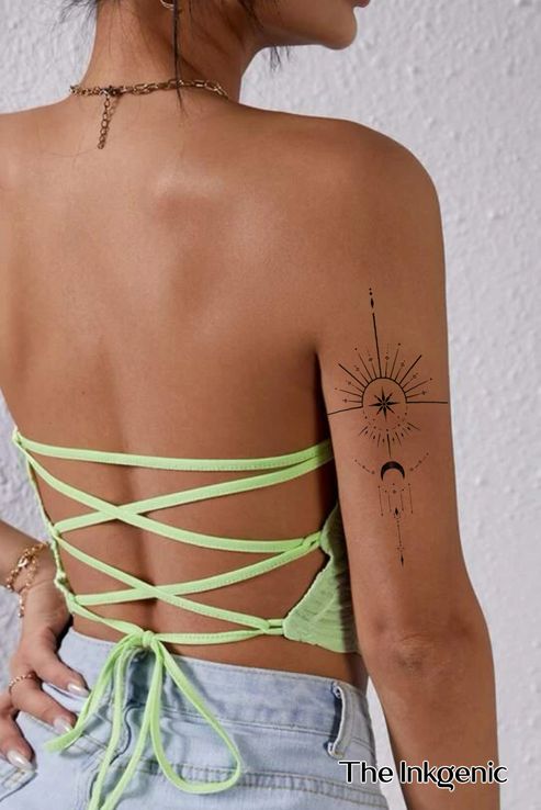 Sun And Star Arm Tattoo Ideas For Women