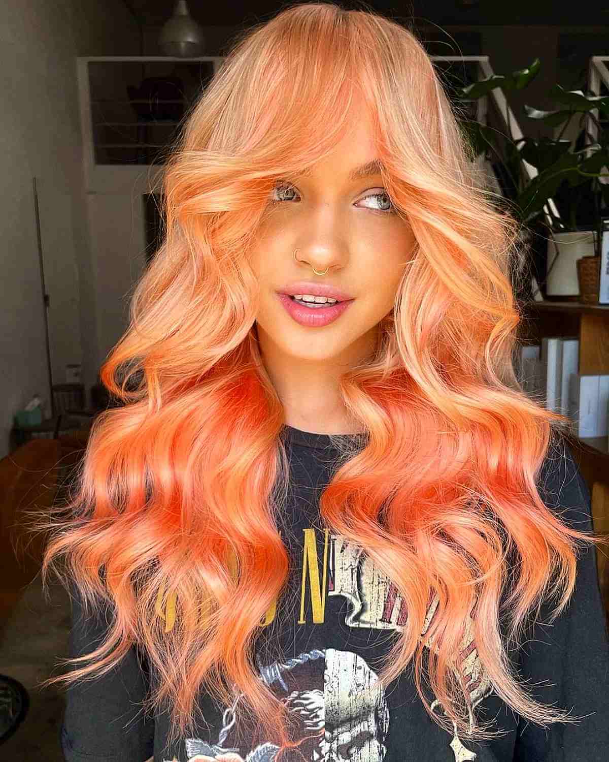 Wavy Pastel Orange Hairstyle