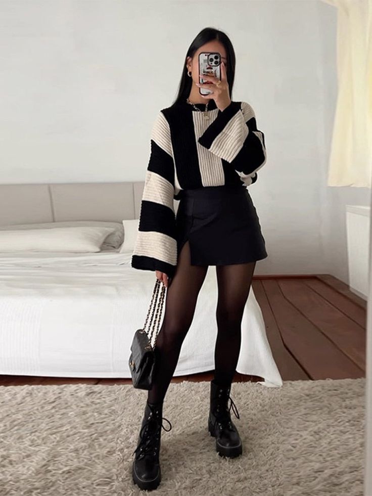 Wide Sleeve Top With Mini Skirt