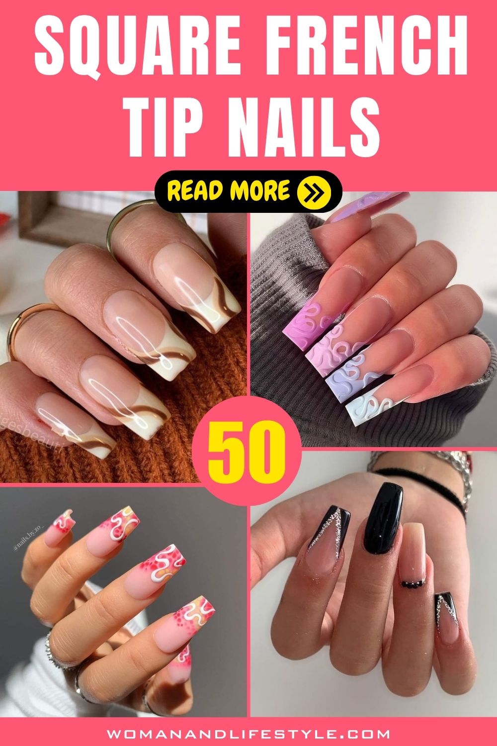 50 Showstopping Square French Tip Nails Too Hot To Handle - Beauty ...