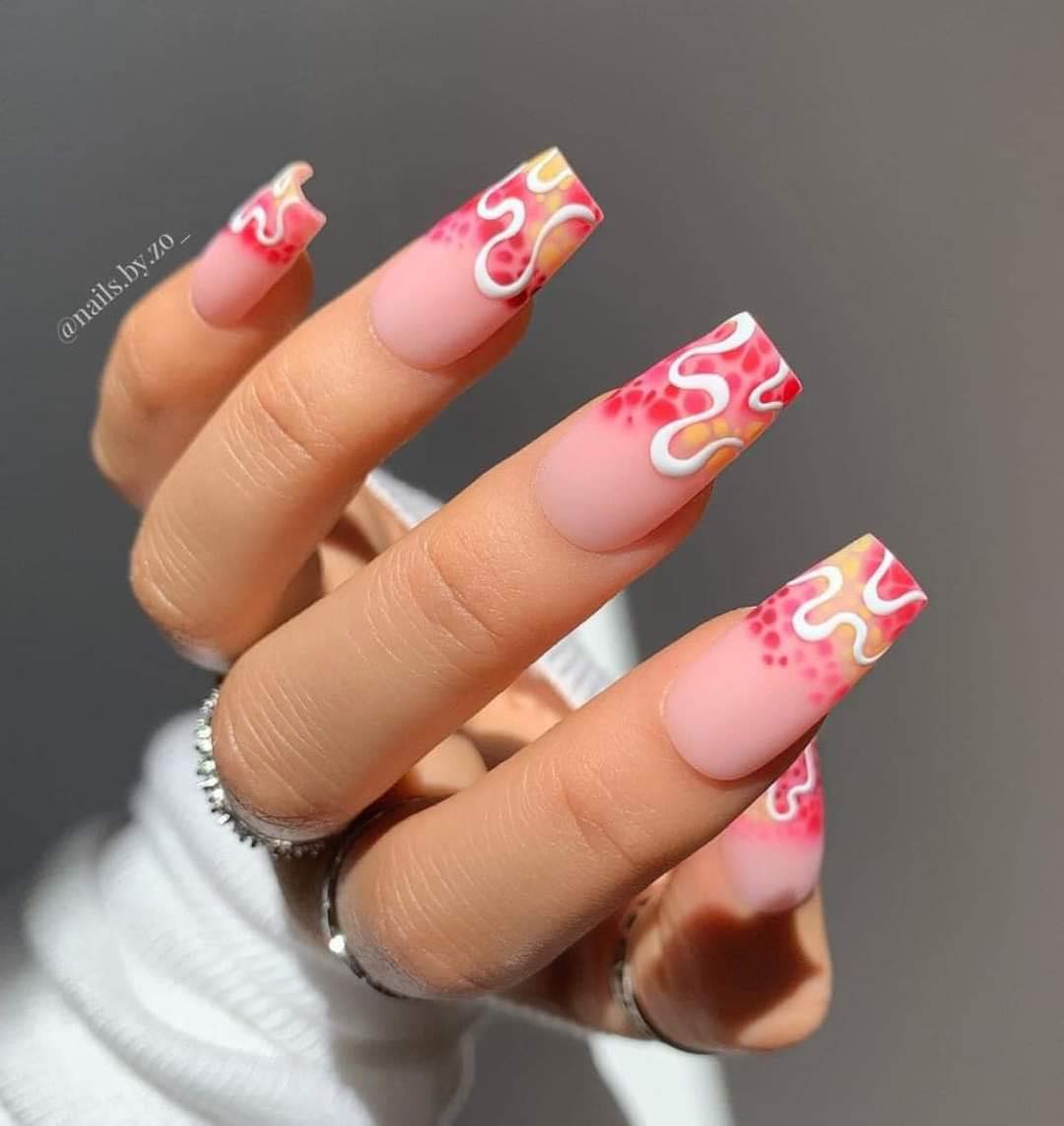 Abstract Pink French Tips