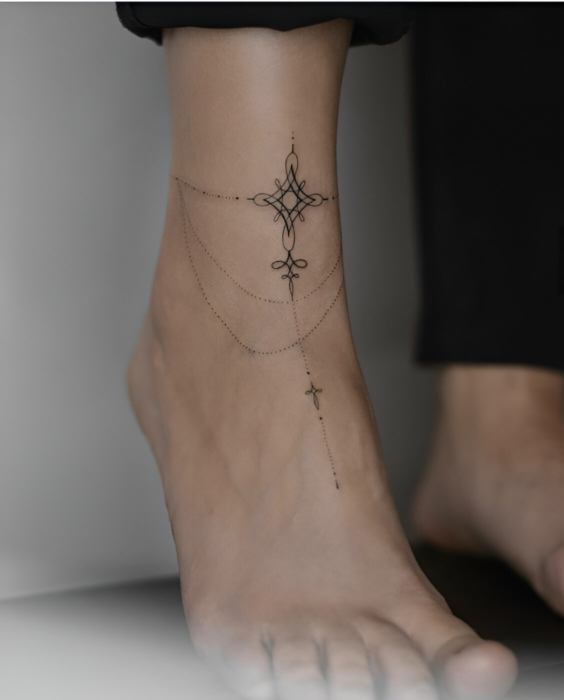 Ankle Bracelet Tattoos With Symbol Design