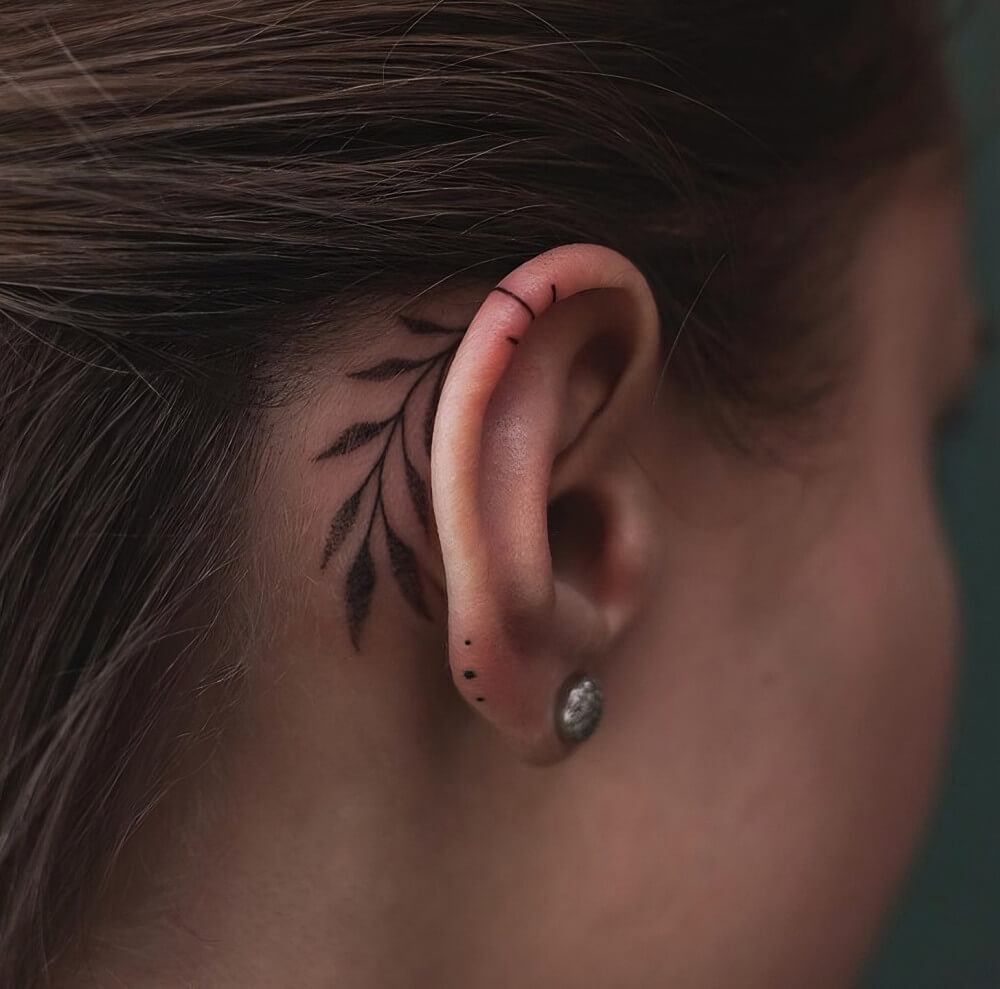 Behind-The-Ear Vine Tattoo