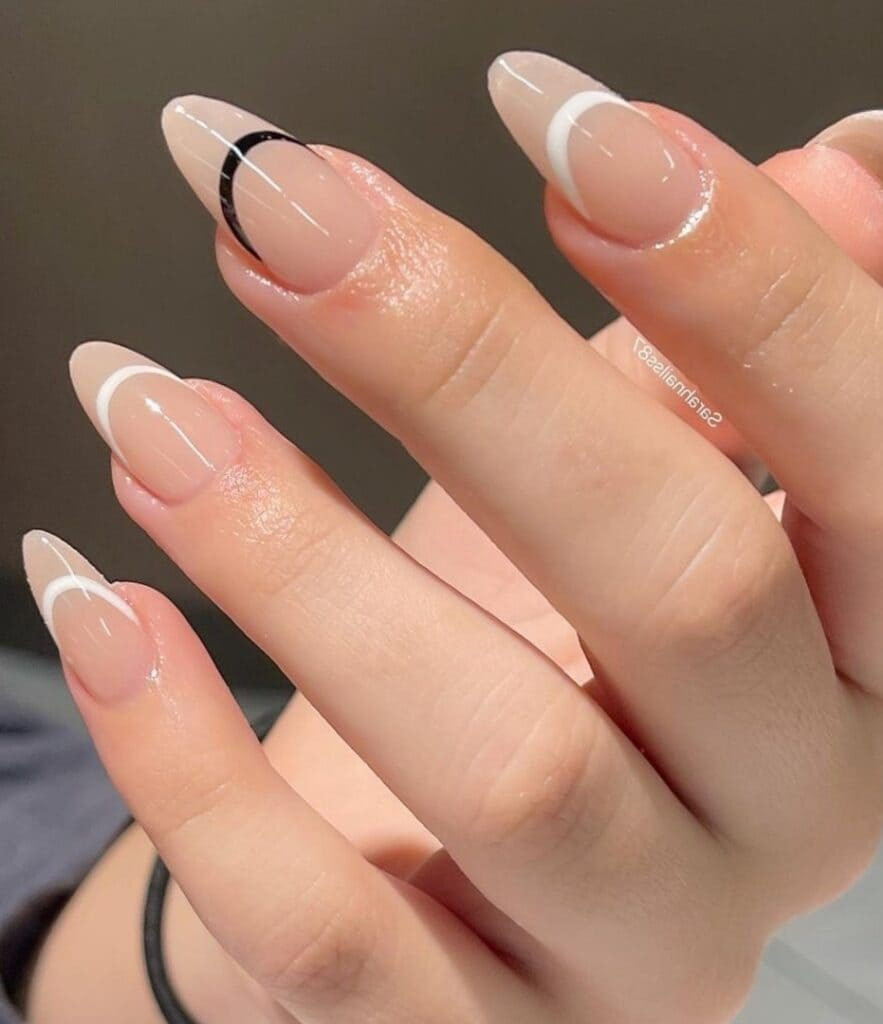 Beige French Tips With Negative Space