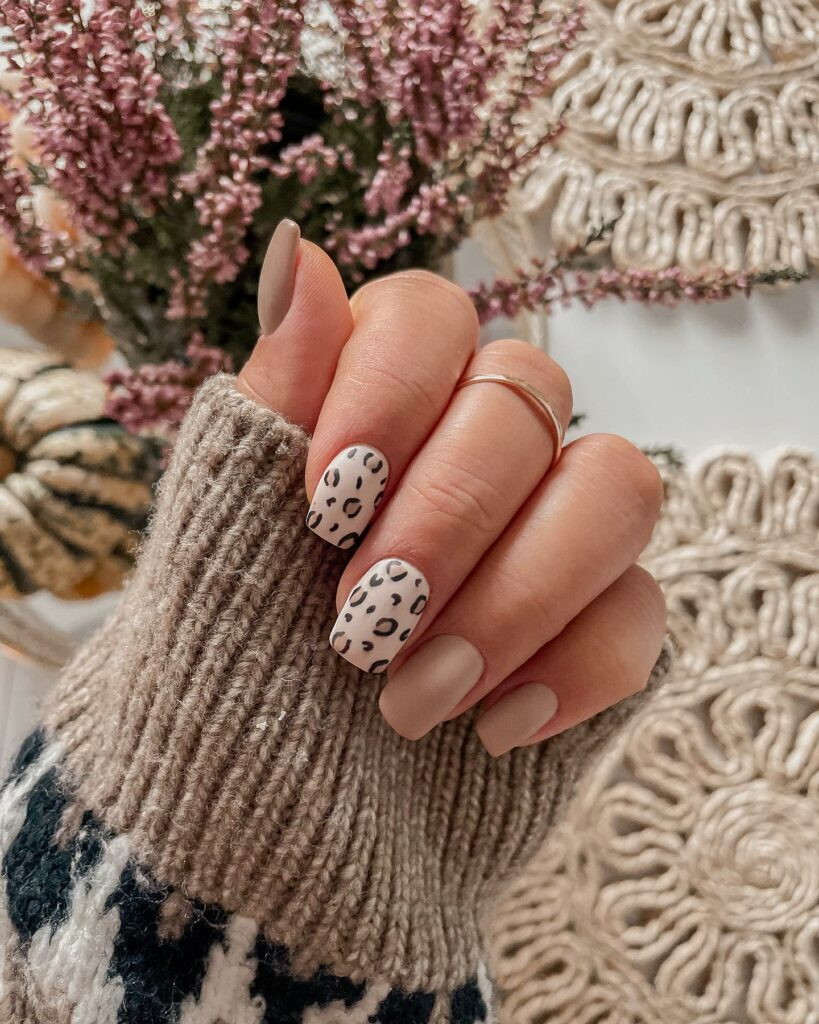 Manicure With Leopard Accent Nails