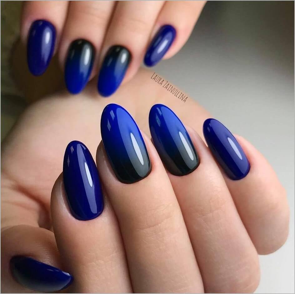 Black And Blue Ombre Nails