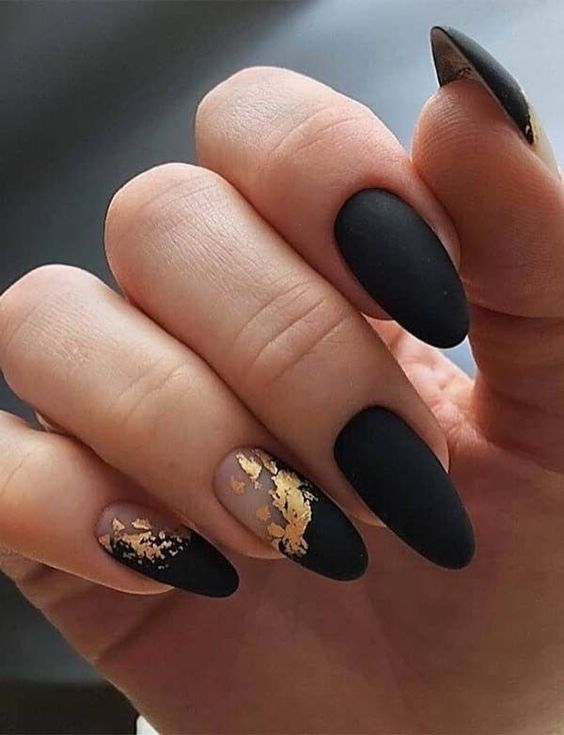 Black And Gold French Tips
