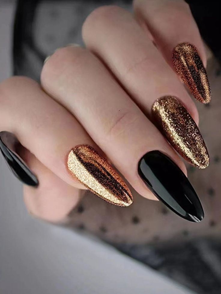 Black And Gold Nails