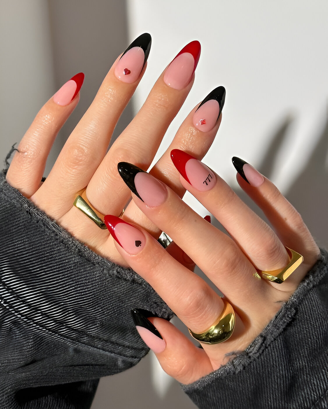 Black And Red French Tips