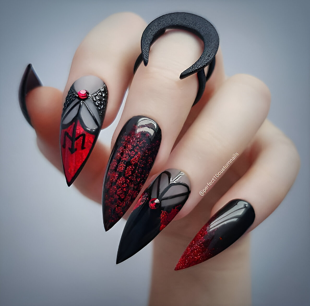 Black And Red Halloween Nails