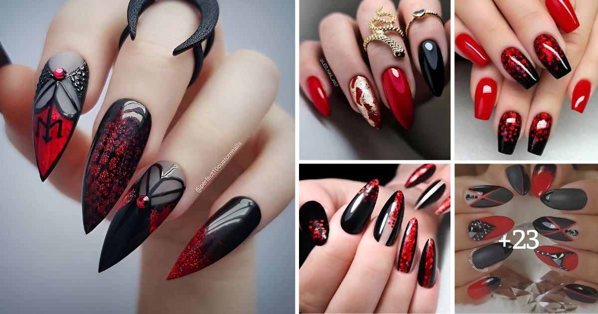 27 Gorgeous Black And Red Nail Designs To Copy In 2023 ASAP - Beauty ...