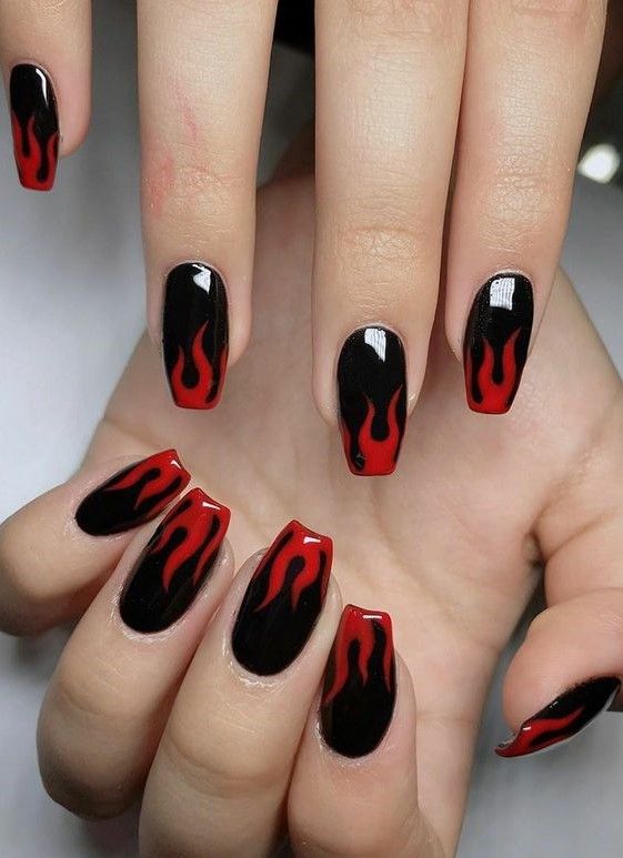 Black And Red Ombre Nail Designs