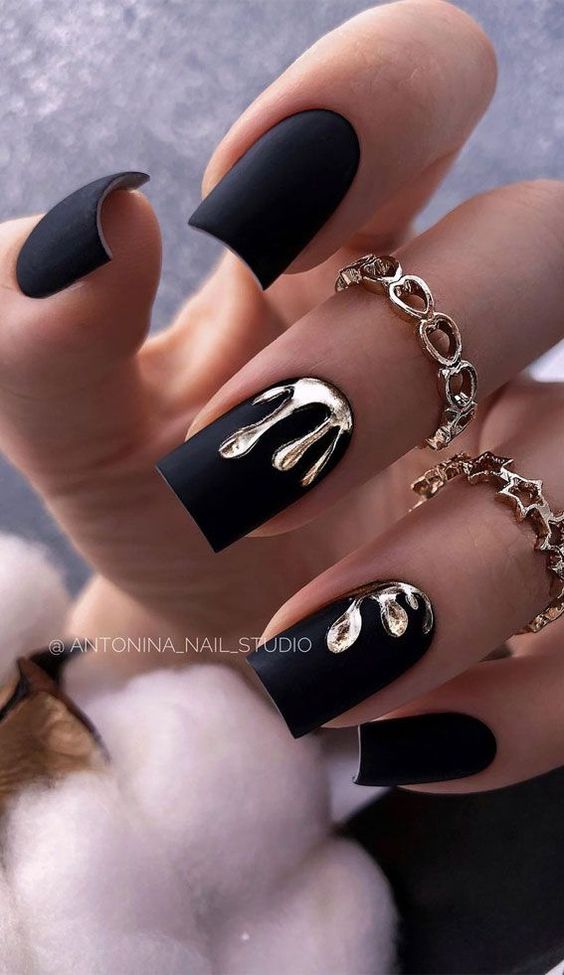 Black And Silver Nails