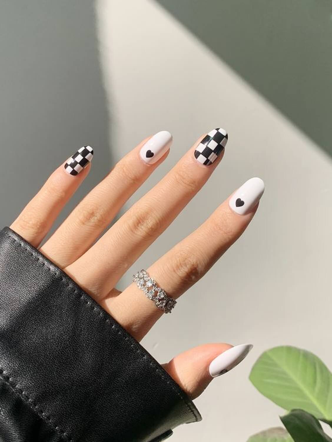 Black And White Checkerboard Nails