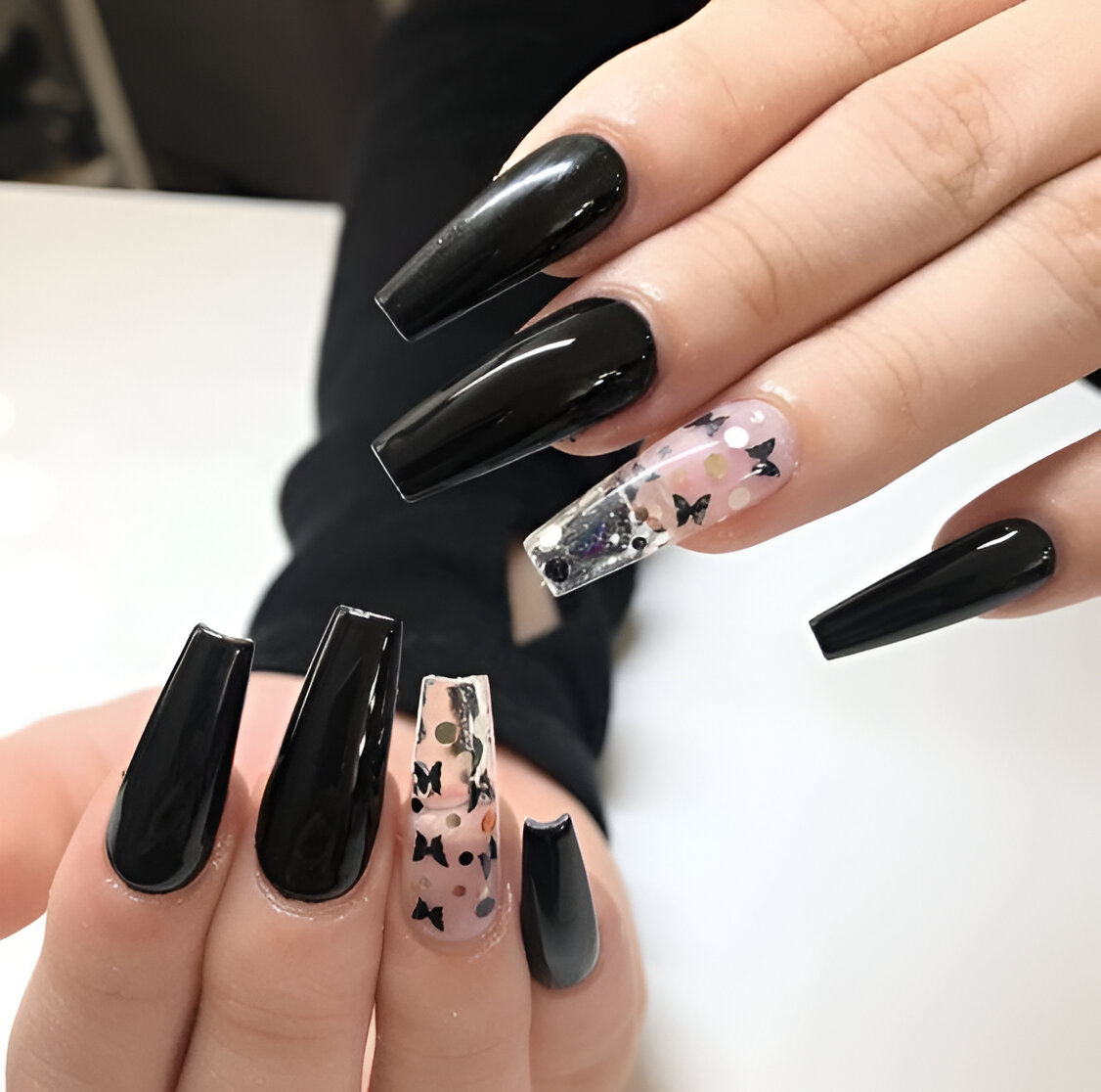 Black Butterfly Nails